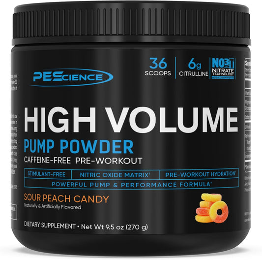 PEScience Sour Peach Candy High Volume Nitric Oxide Booster Pre Workout Powder - 36 Scoops