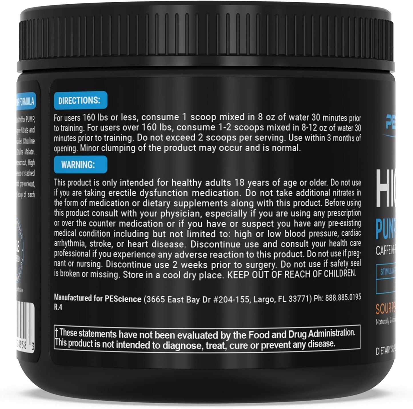 PEScience Sour Peach Candy High Volume Nitric Oxide Booster Pre Workout Powder - 36 Scoops
