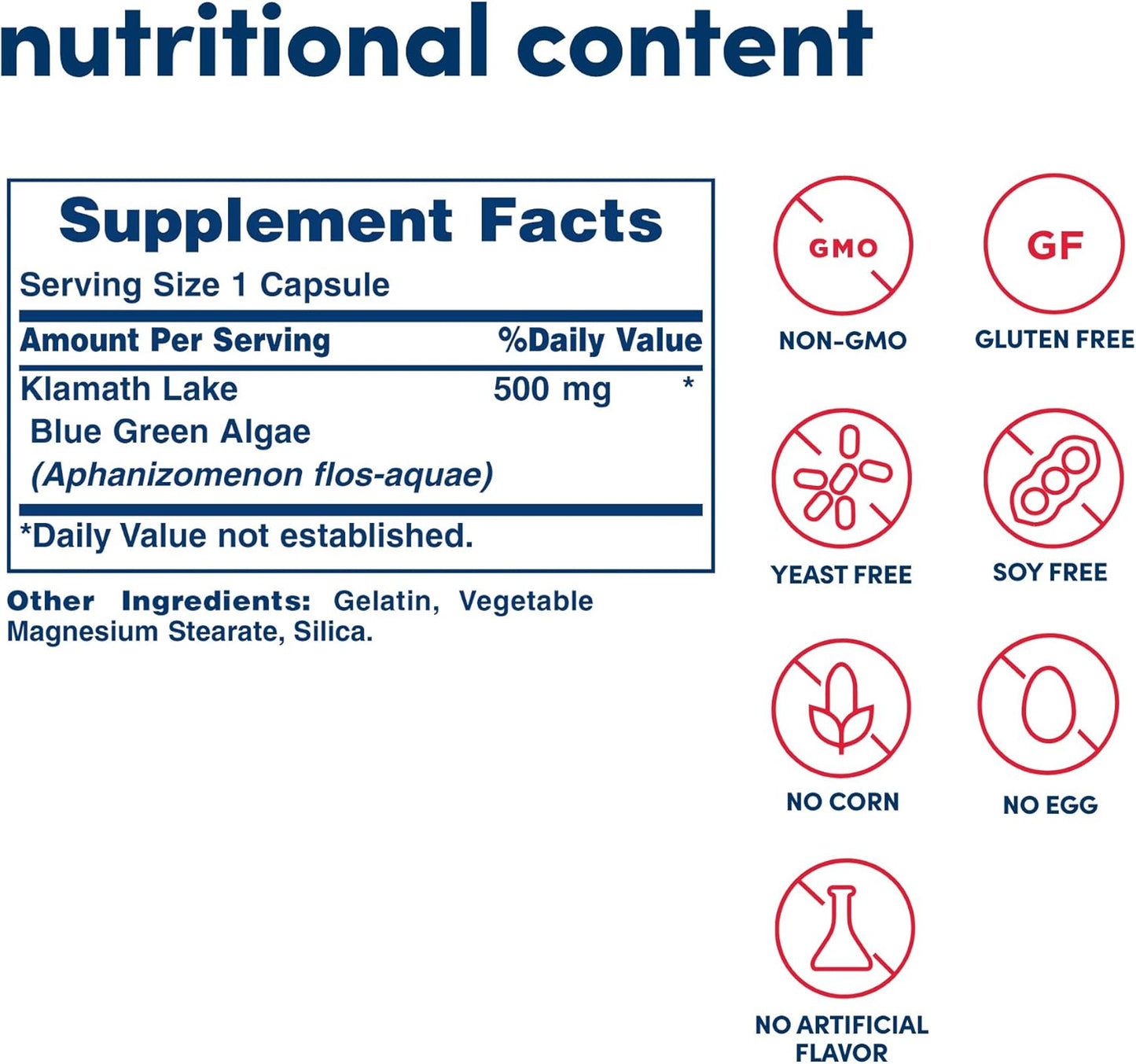 Pesticide-Free American Health Klamath Shores Blue Green Algae Capsules - 120 Servings of Freshwater Phytonutrient Superfood