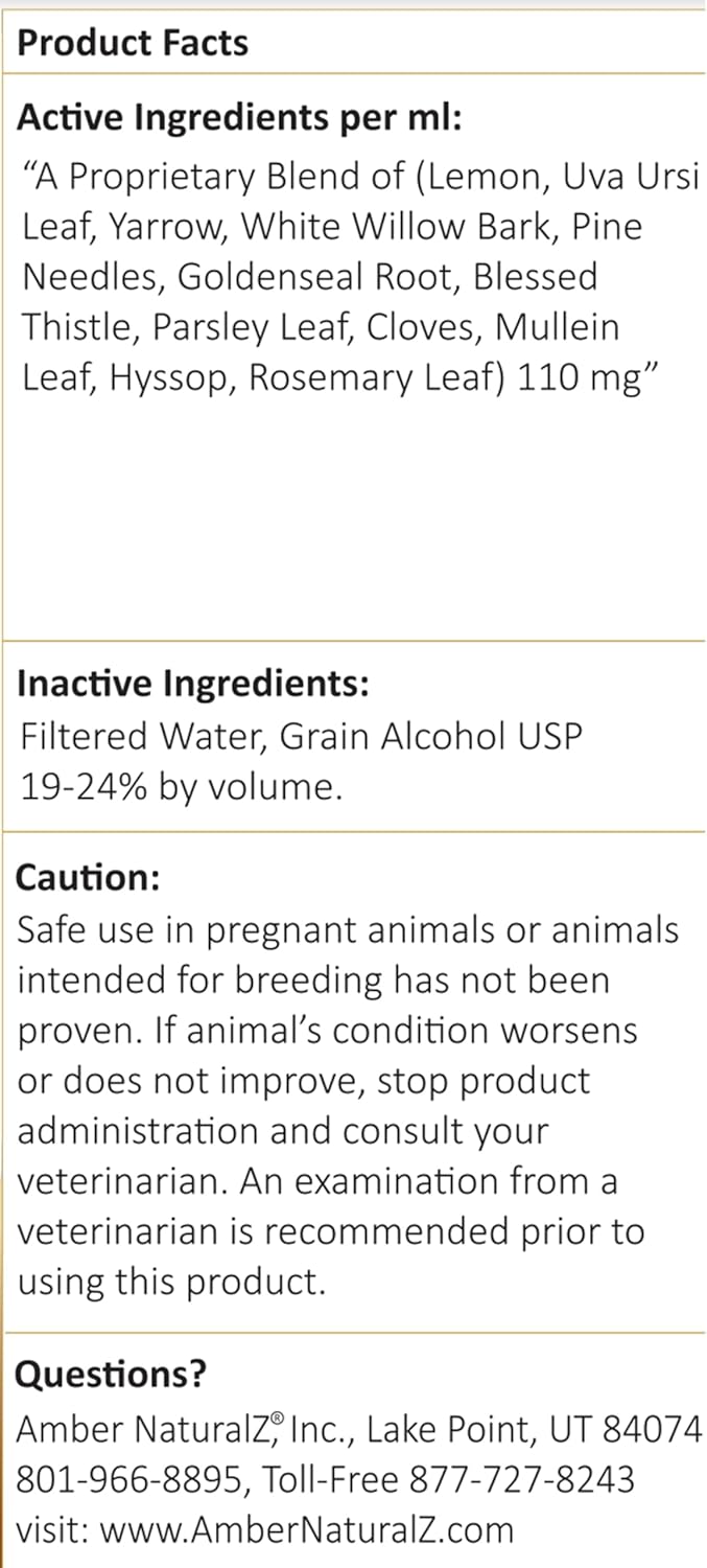 Pet Herbal Blend for Kidney Support | Kidney Rejuvenator Herbal Supplement for Dogs, Cats, Birds, Guinea Pigs, and Rabbits | 4oz Glass Bottle | Made in USA