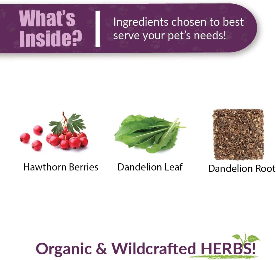 Pet Herbal Supplement for Heart Care - Amber NaturalZ Hawthorn and Dandelion | 4 oz Bottle | Made in USA