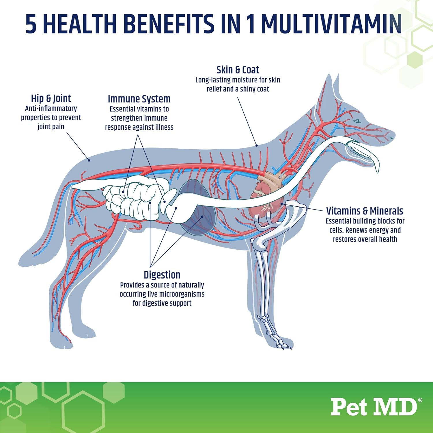 Pet MD Stool Fix & 5-in-1 Multivitamin Chews for Pets - Digestive Health Support & Daily Nutrients