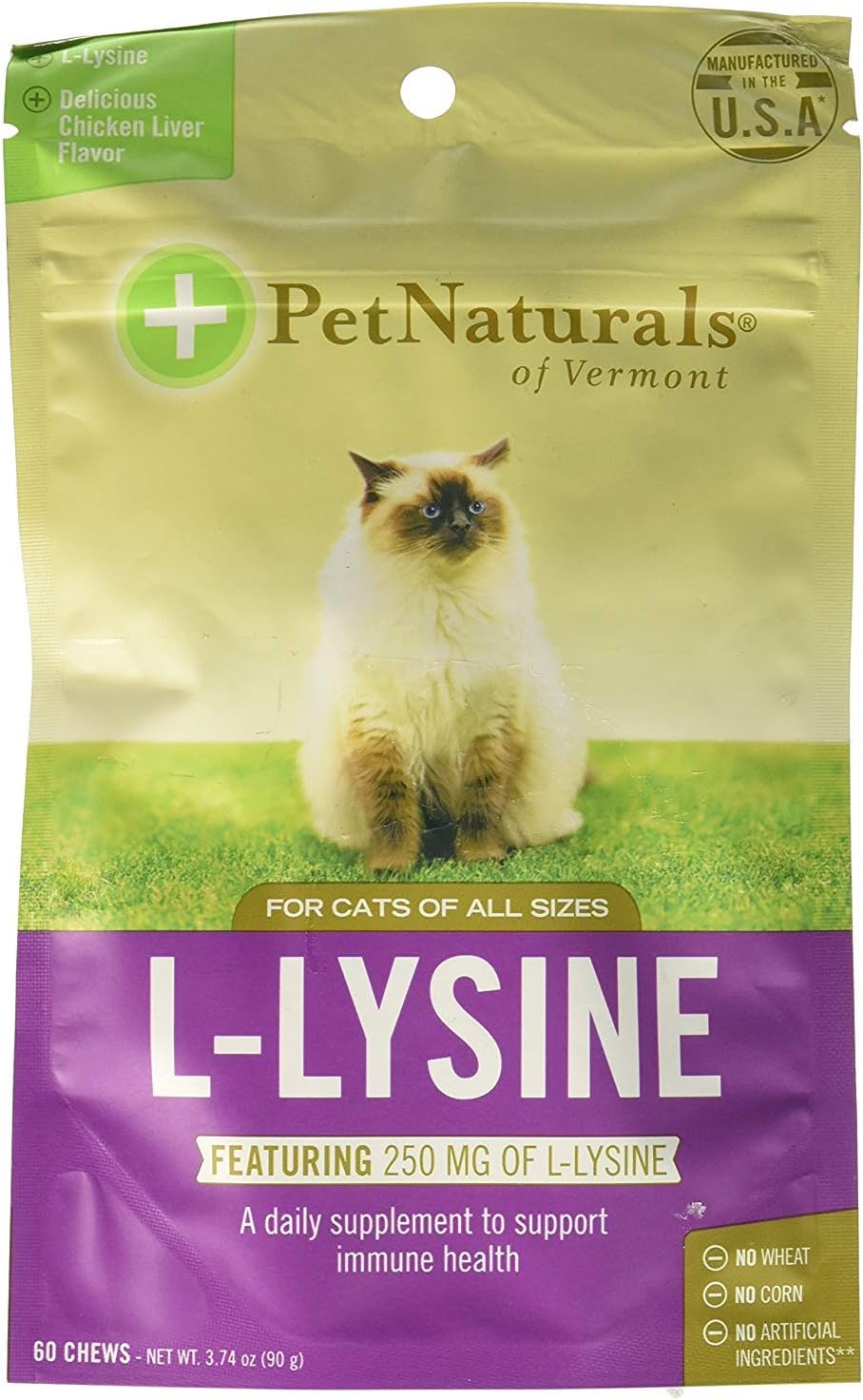 Pet Naturals of Vermont L-Lysine Fun-Shaped Chews for Cats - 300 Chews in 5 Packs