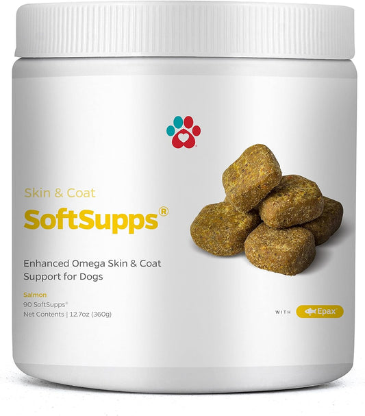 Pet Parents® Skin & Coat SoftSupps® Dog Supplement with Omega 3 Fish Oil, Vitamin E, Biotin - 90ct Skin Vitamins for Itch Relief & Skin Care