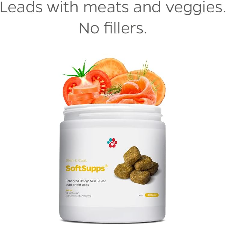 Pet Parents® Skin & Coat SoftSupps® Dog Supplement with Omega 3 Fish Oil, Vitamin E, Biotin - 90ct Skin Vitamins for Itch Relief & Skin Care