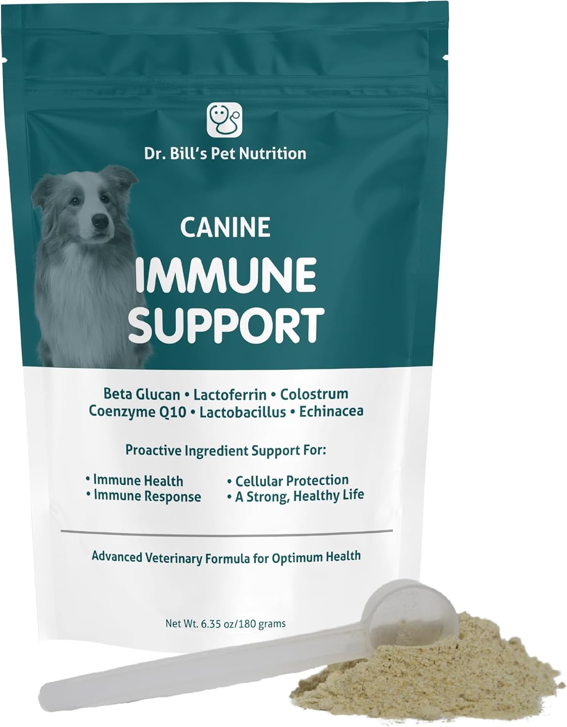 Pet Supplement: Dr. Bill’s Canine Immune Support with Colostrum, Beta Glucan, Zinc, and Coenzyme Q-10 for Dogs