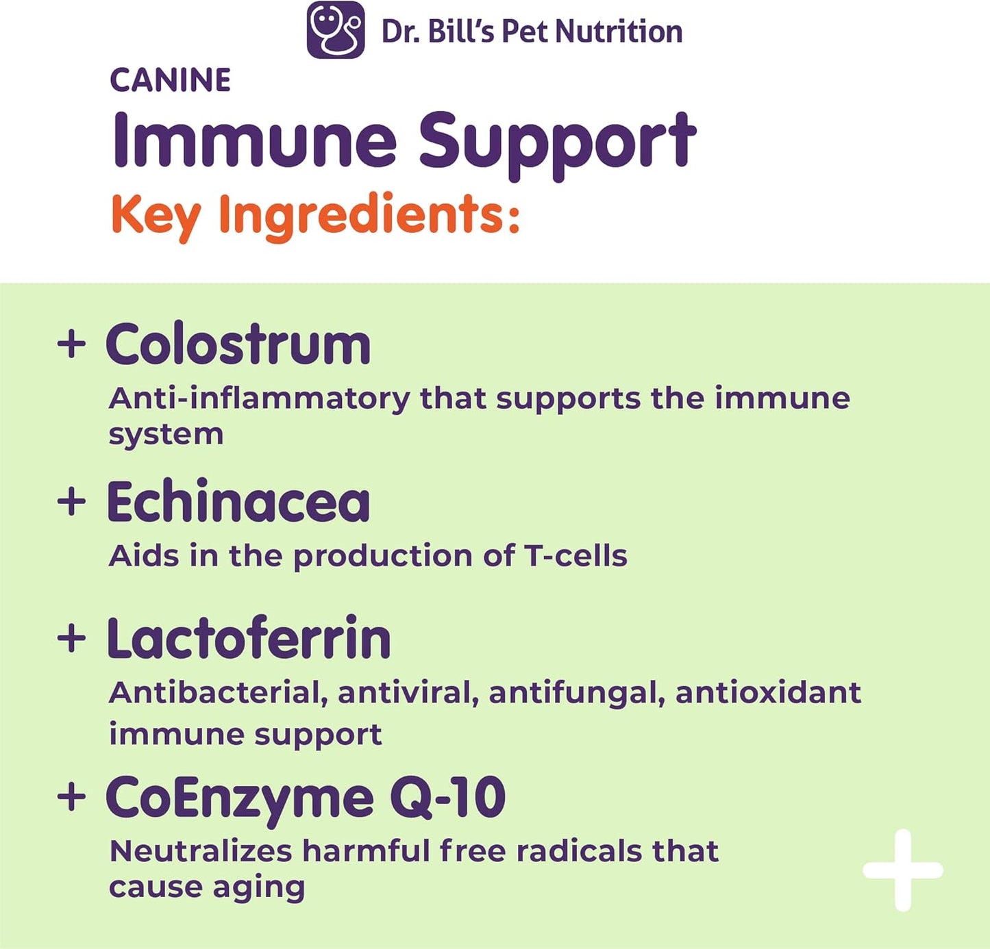 Pet Supplement: Dr. Bill’s Canine Immune Support with Colostrum, Beta Glucan, Zinc, and Coenzyme Q-10 for Dogs