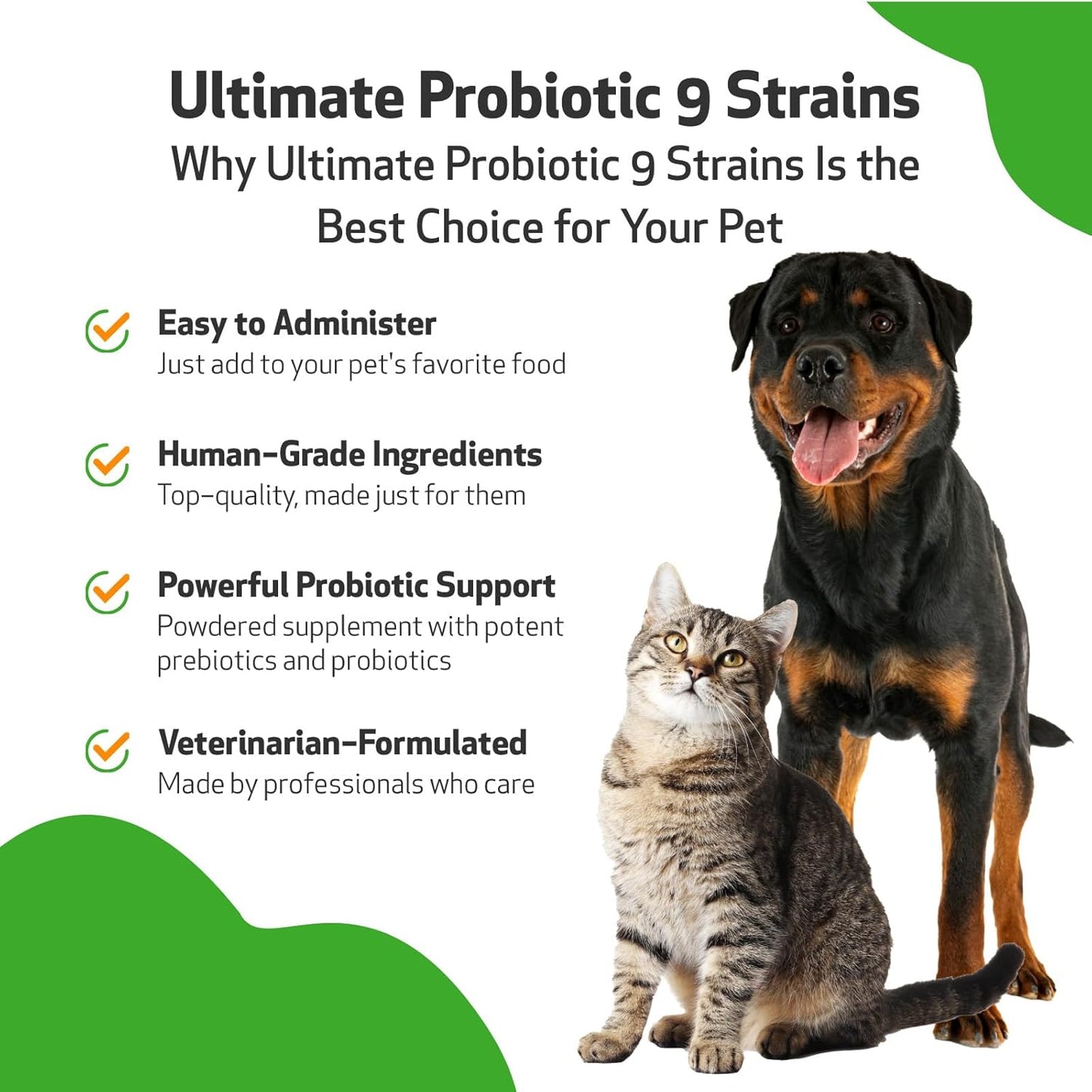 Pet Wellbeing Ultimate Probiotic Powder for Dogs & Cats - 9 Strains, 2.5 Billion CFU, Gut & Immune Support - 11.29 oz