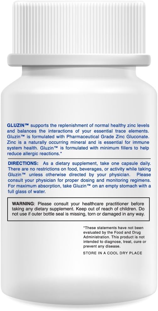 Pet Zinc Gluconate Supplement 25mg - Pharmaceutical Grade Zinc Capsules for Zinc Deficiency in Animals, Easy to Swallow Size