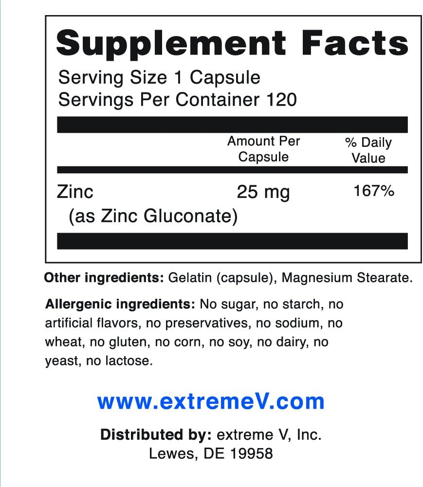 Pet Zinc Gluconate Supplement 25mg - Pharmaceutical Grade Zinc Capsules for Zinc Deficiency in Animals, Easy to Swallow Size