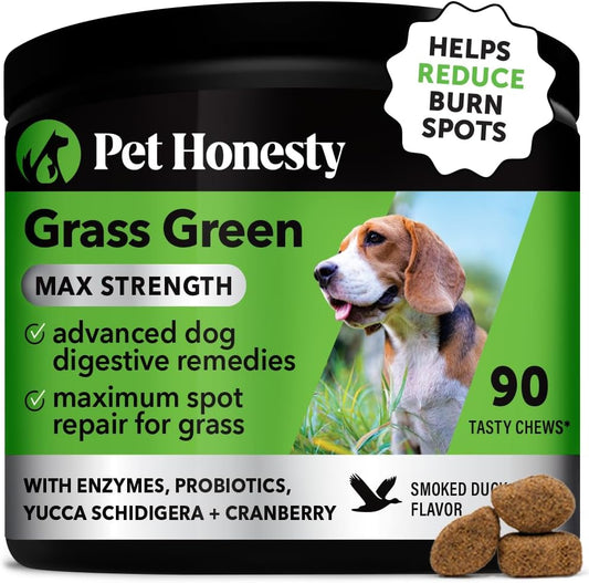 PetHonesty Grass Green Max Strength Burn Spot Chews for Dogs - Premium Formula to Prevent Dog Urine Spots - Supports Digestion - 90ct