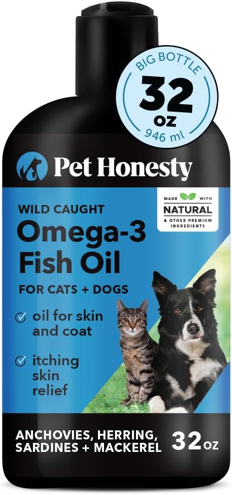 PetHonesty Omega 3 Fish Oil Supplement for Dogs & Cats - 32oz, Skin & Coat Health, Immunity, Joint & Heart Support