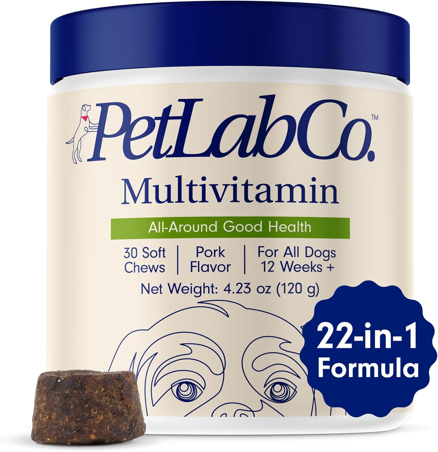 PetLab Co. 22 in 1 Dog Multivitamin - Boost Immune System, Skin, Coat, Joints & Health - Chewable Pork Flavored Supplement with Vitamins & Minerals