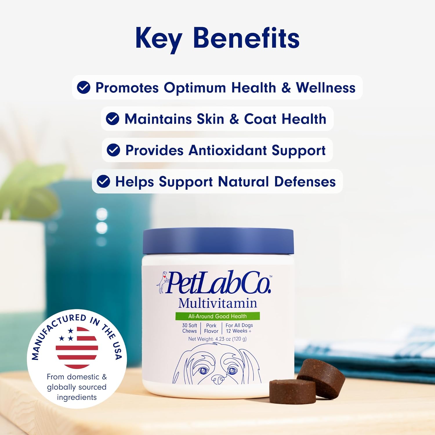 PetLab Co. 22 in 1 Dog Multivitamin - Boost Immune System, Skin, Coat, Joints & Health - Chewable Pork Flavored Supplement with Vitamins & Minerals