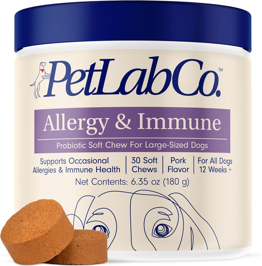 PetLab Co. Daily Probiotics for Dogs - Supports Immune System, Allergies, Itchiness - 30 Chews - Small, Medium, & Large Sizes