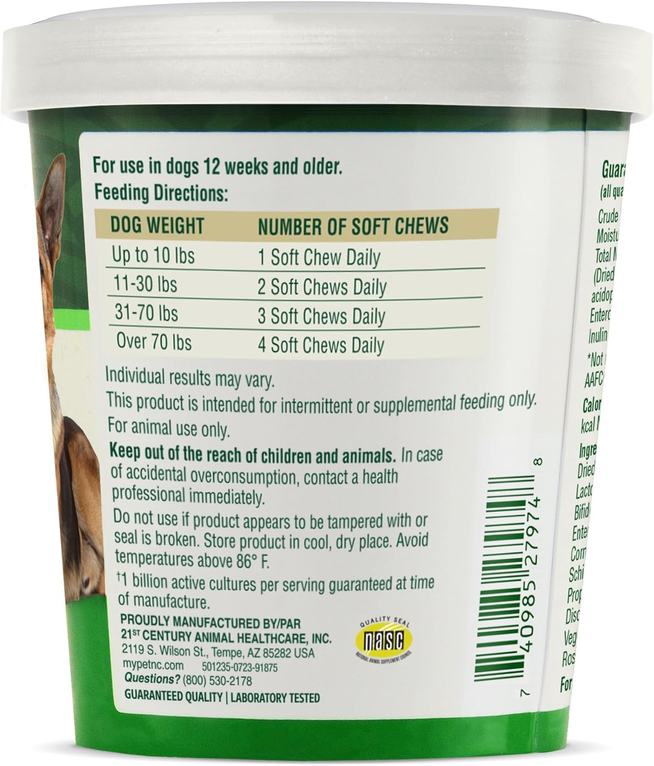 Petnc Natural Care Pre & Probiotics Chews (120 Count) for Digestive Health - Dog Supplement with 1 Billion CFUs & Prebiotic Inulin - Supports Dogs 12 Weeks & Older - Liver Flavor