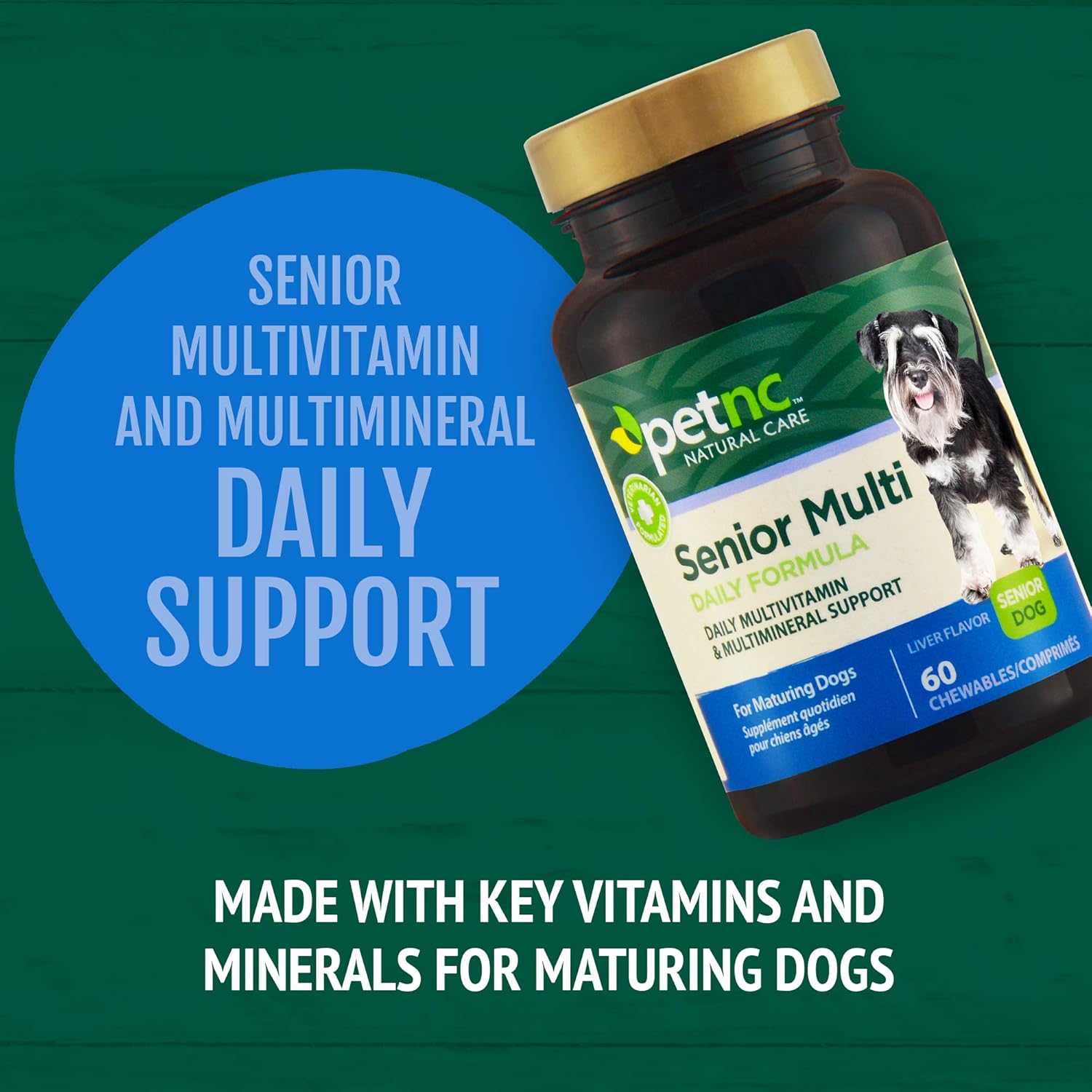 PetNC Natural Care Senior Multi Chewables for Dogs - 60 Count Bottle