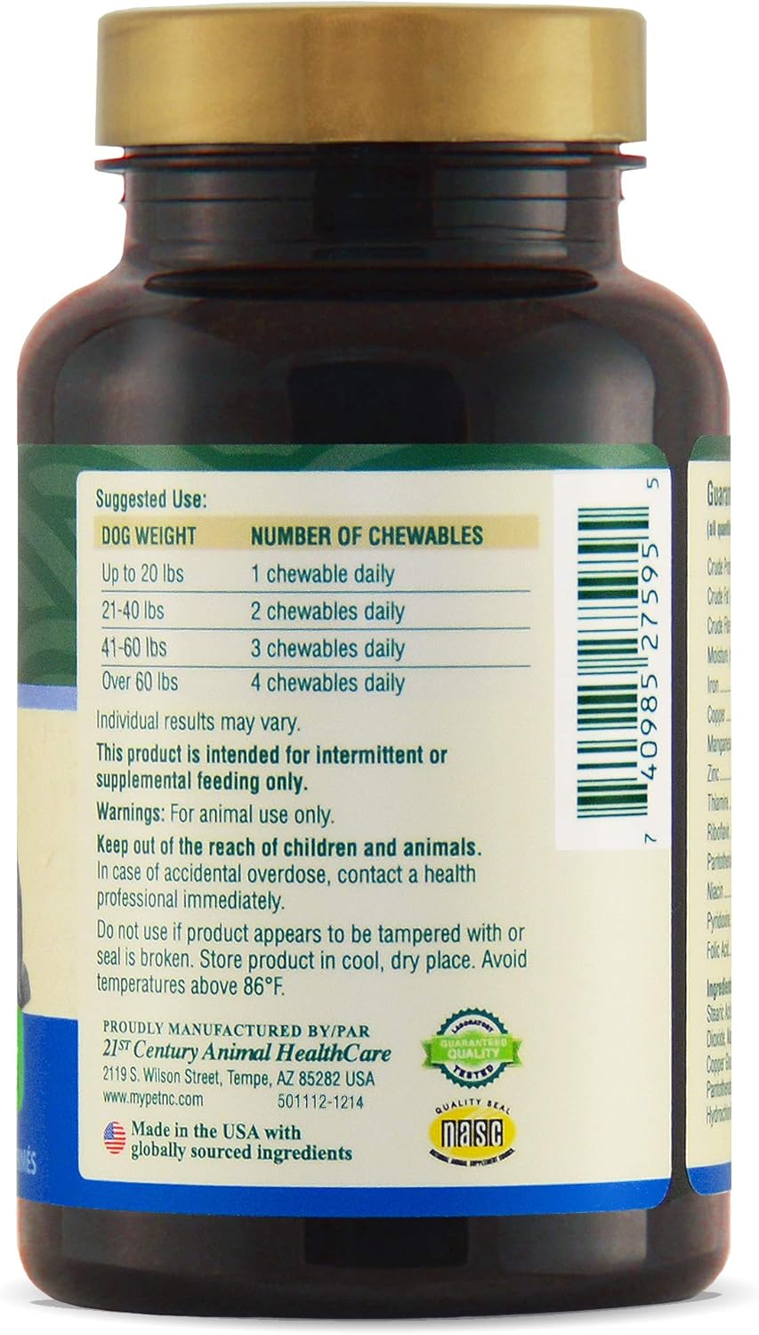PetNC Natural Care Senior Multi Chewables for Dogs - 60 Count Bottle