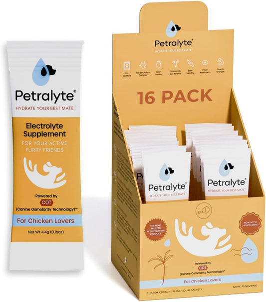 Petralyte Dog Electrolytes and Joint Supplement with Glucosamine, Chondroitin, and MSM for Inflammation and Mobility Support - 16 Packets