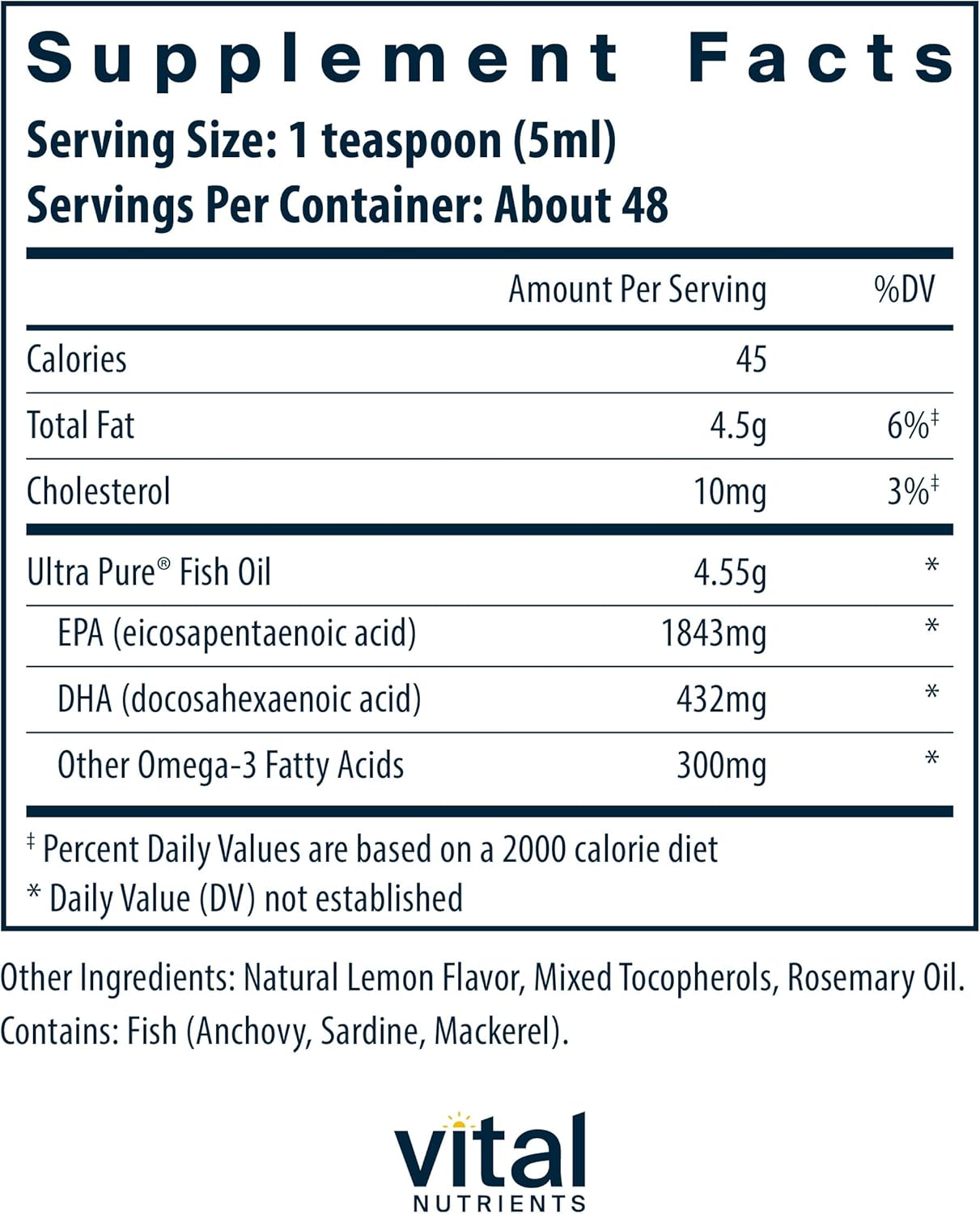 Pharmaceutical Grade Ultra Pure Fish Oil 2600 - Deep Sea Liquid with Natural Lemon Flavor - Cardiovascular Support - 8 Fl Oz