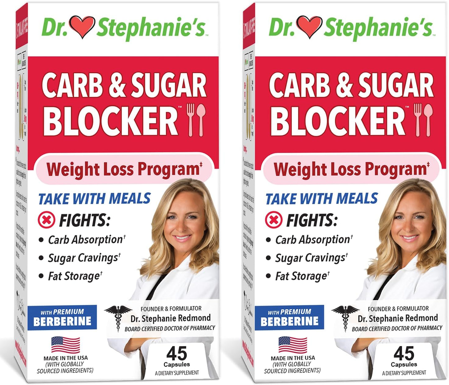 Pharmaganics Dr. Stephanie's Mealtime Carb & Sugar Blocker - 2 Pack, Stimulant-Free Formula to Reduce Carbs & Sugars
