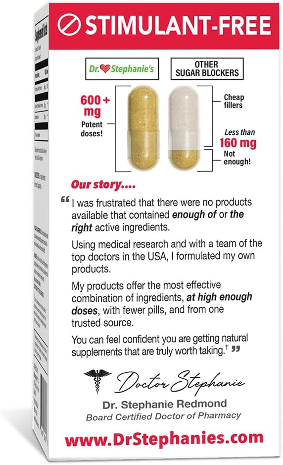 Pharmaganics Dr. Stephanie's Mealtime Carb & Sugar Blocker - 2 Pack, Stimulant-Free Formula to Reduce Carbs & Sugars