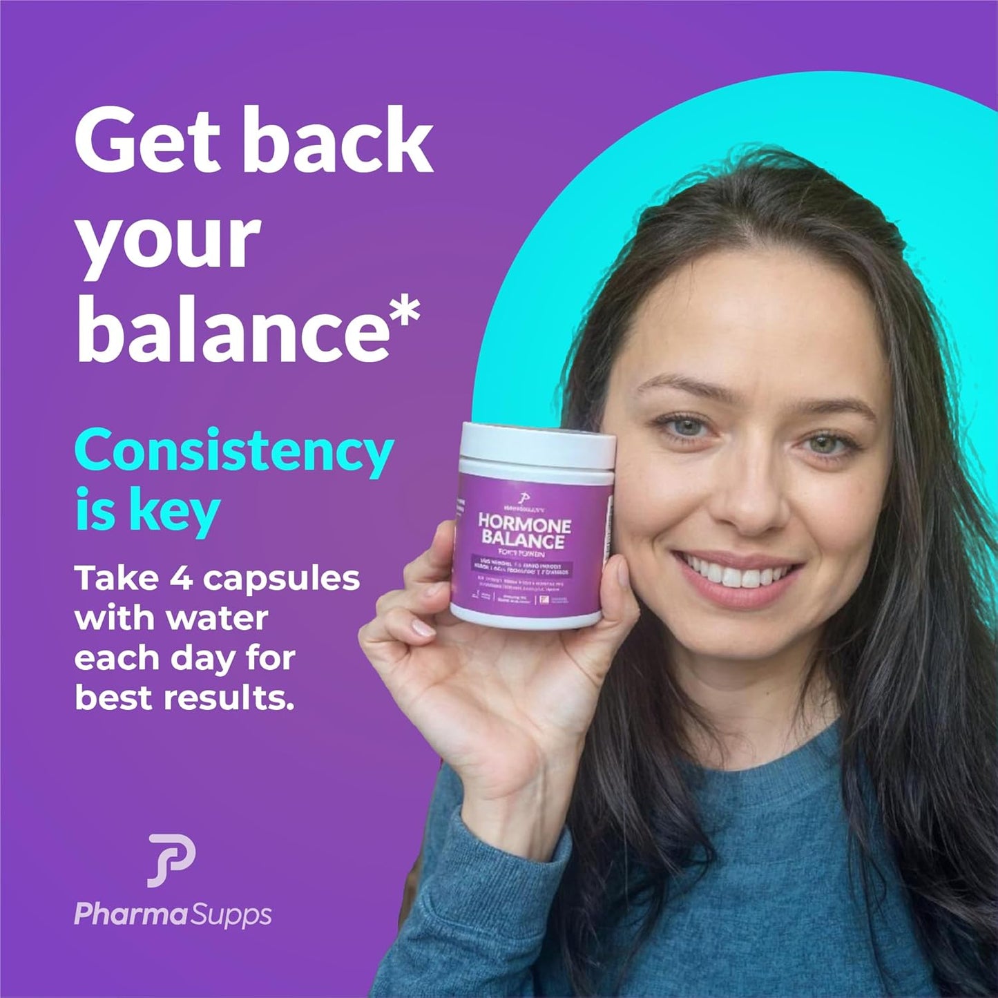 PharmaSupps Women's Hormone Balance Supplement with Myo-Inositol & D-Chiro Inositol - Supports Ovarian Health, Fertility, Menstrual Cycle, and PCOS - 120 Capsules