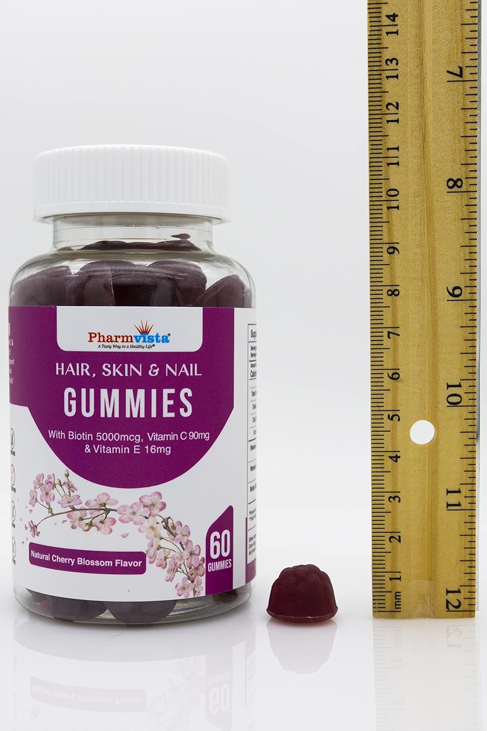 Pharmvista Biotin Vitamin Gummies for Hair, Skin, and Nails - Vegan, Gluten-Free, Non-GMO - 60 Count