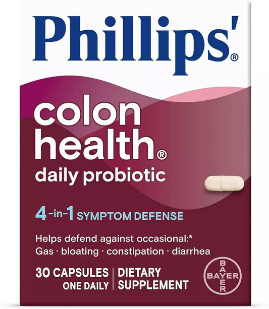Phillips' Colon Health Probiotic Capsules for Gas, Bloating, Constipation, Diarrhea Defense, 60 Count