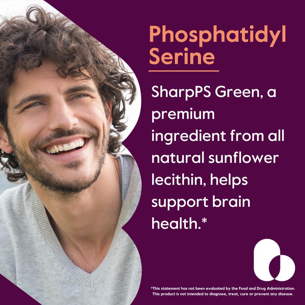Phosphatidylserine 100mg Capsules (120 Vegetarian) with Sharp-PS® Green - Patented, Clinically Tested, Stearate Free, Soy Free, Gluten Free, Vegan, Non GMO - by BESTVITE