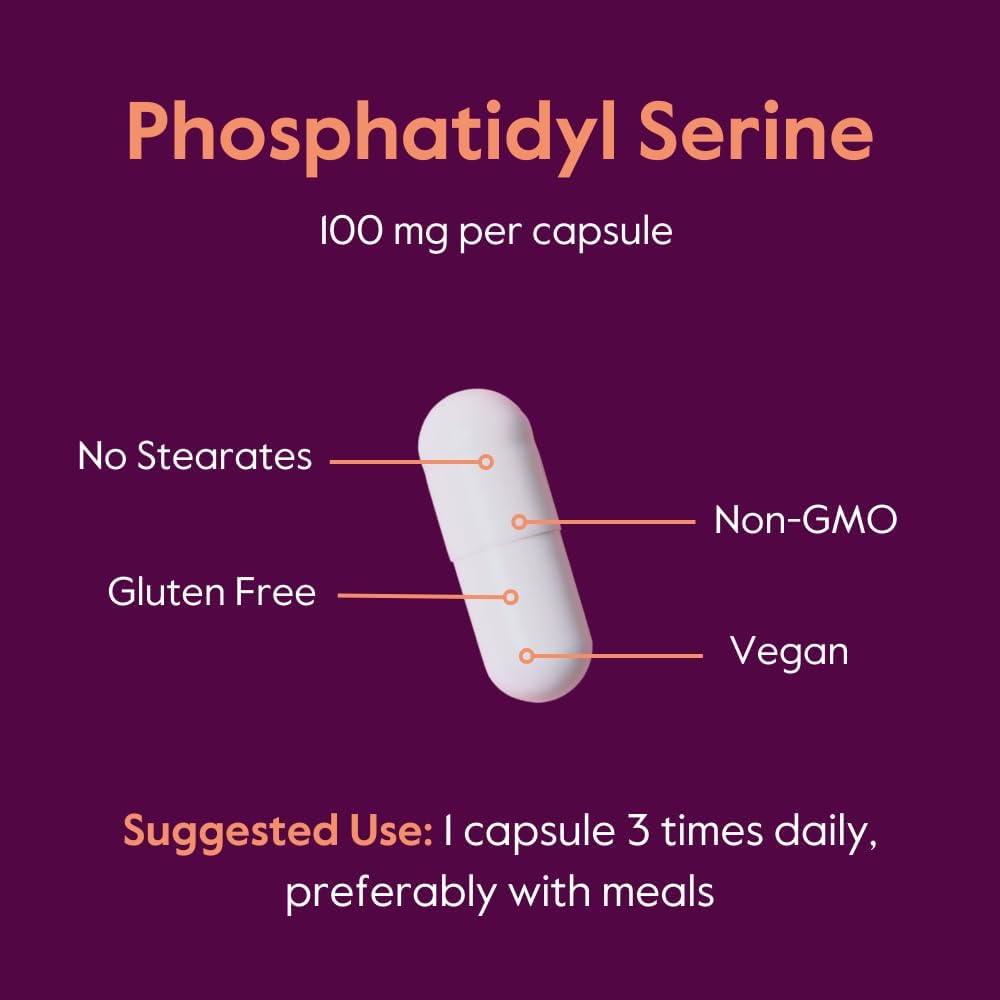 Phosphatidylserine 100mg Capsules (120 Vegetarian) with Sharp-PS® Green - Patented, Clinically Tested, Stearate Free, Soy Free, Gluten Free, Vegan, Non GMO - by BESTVITE