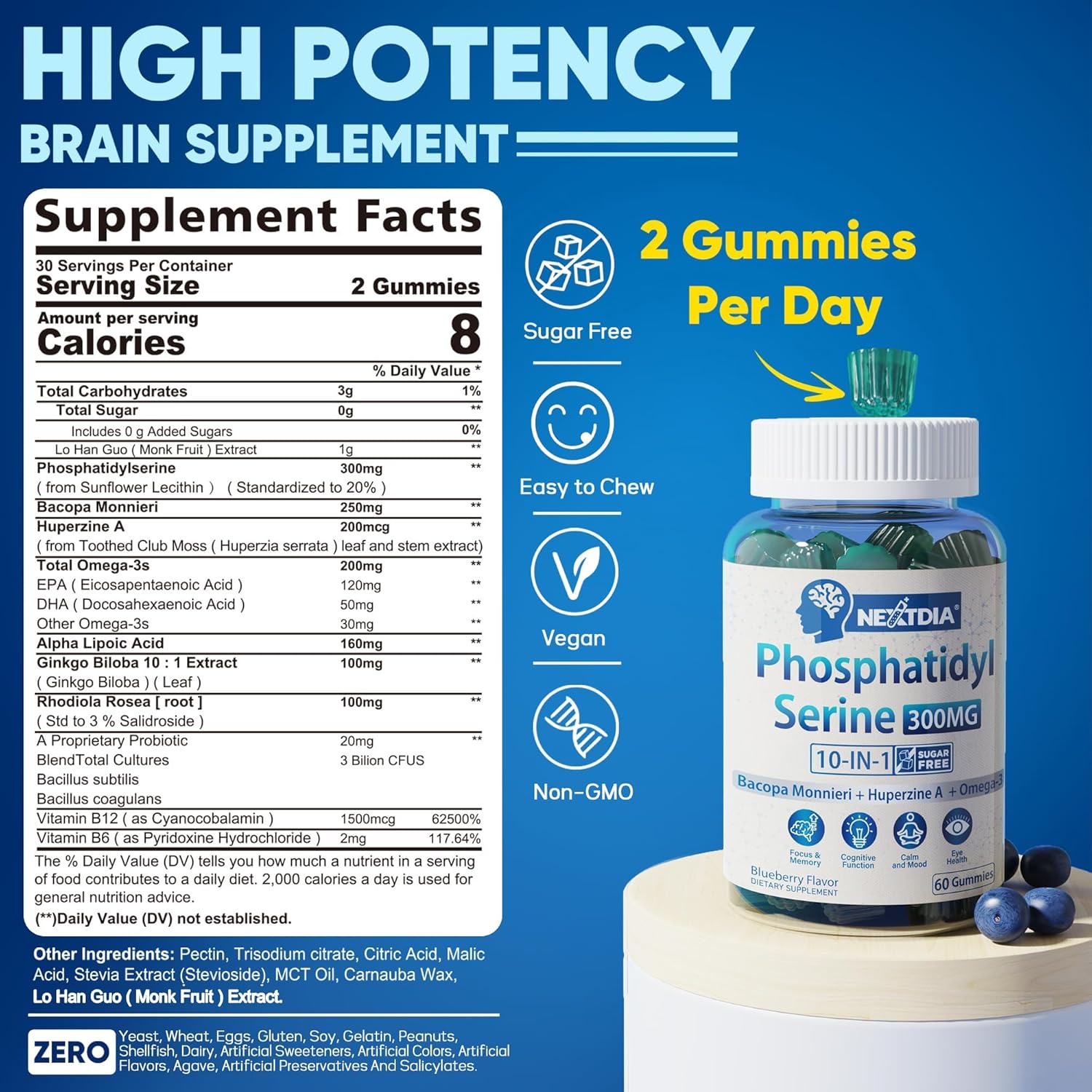 Phosphatidylserine and GABA Gummies Bundle - 240 Count Pack for Stress Relief and Focus Support