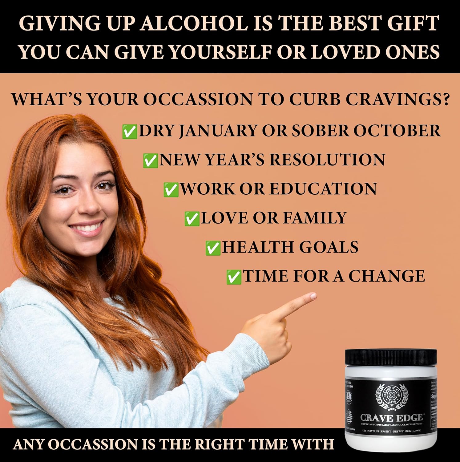 Physician-Formulated Alcohol Craving Support Powder - Liver Detox, Stop Drinking, Fast-Acting, No Bad Taste - 30 Servings