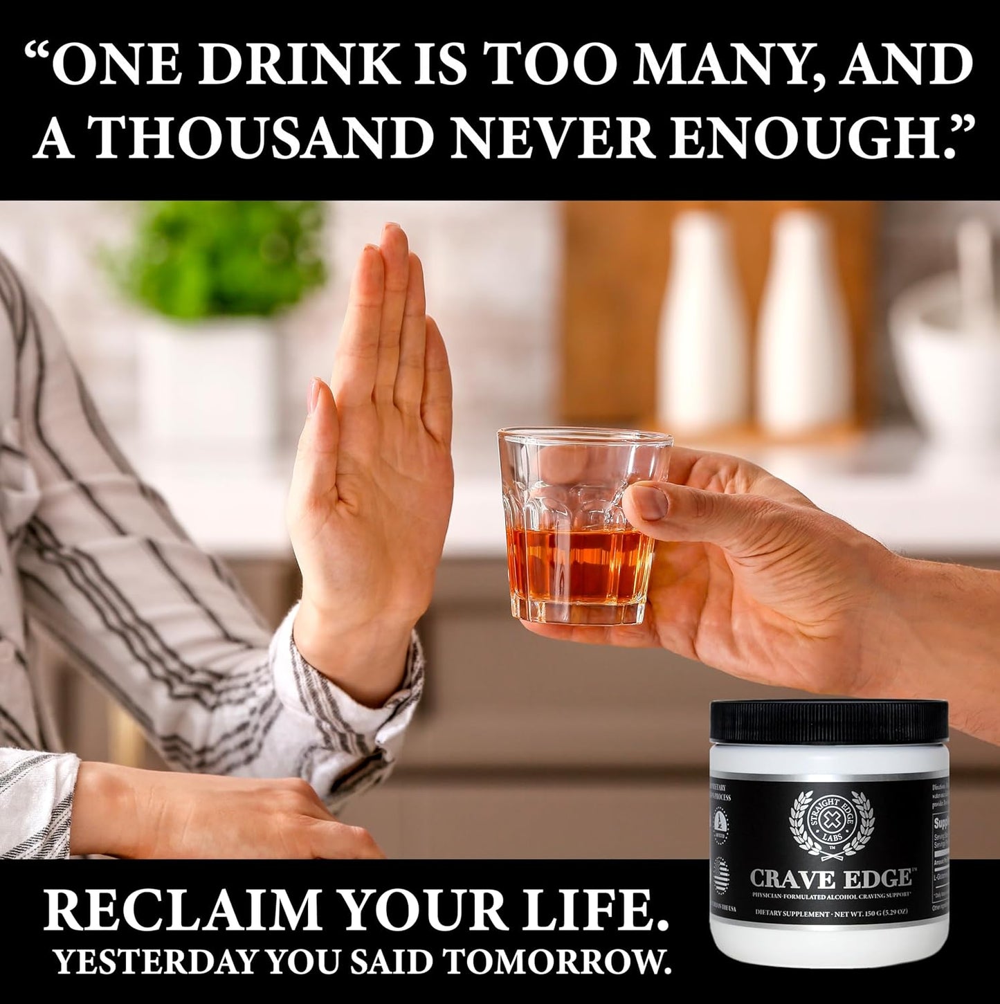 Physician-Formulated Alcohol Craving Support Powder - Liver Detox, Stop Drinking, Fast-Acting, No Bad Taste - 30 Servings