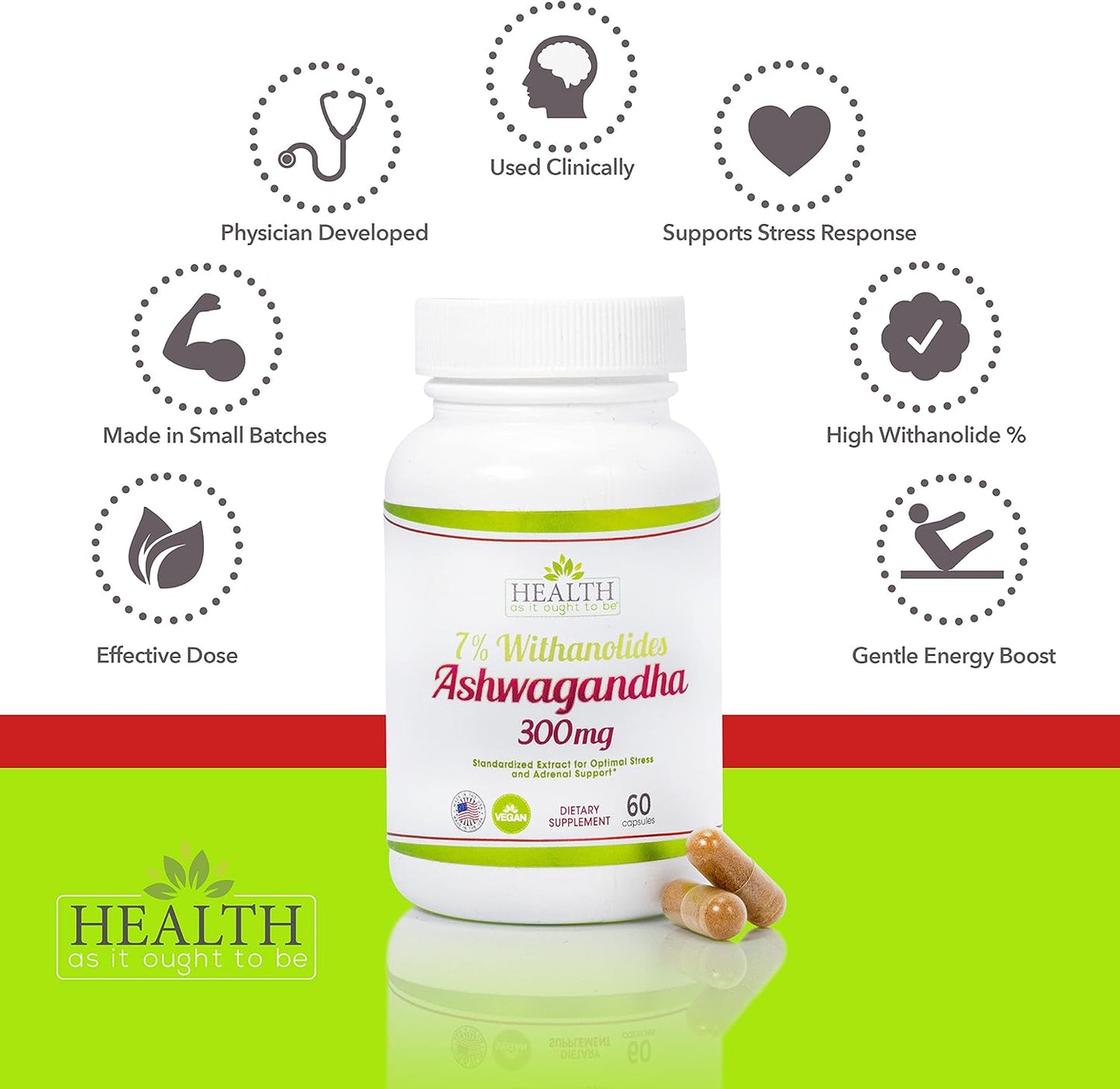 Physician Formulated Ashwagandha Supplement with 7% Withanolides | 1 Cap Daily | 60 Capsules
