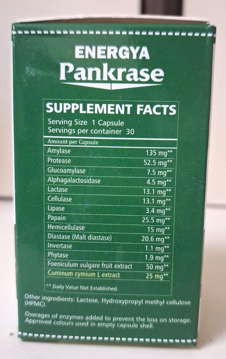 Physician Trusted Energya Pankrase: 12 Digestive Enzymes for Gas, Bloating, Enhanced Digestion & Nutrient Absorption | Advanced Processing for Enzyme Action