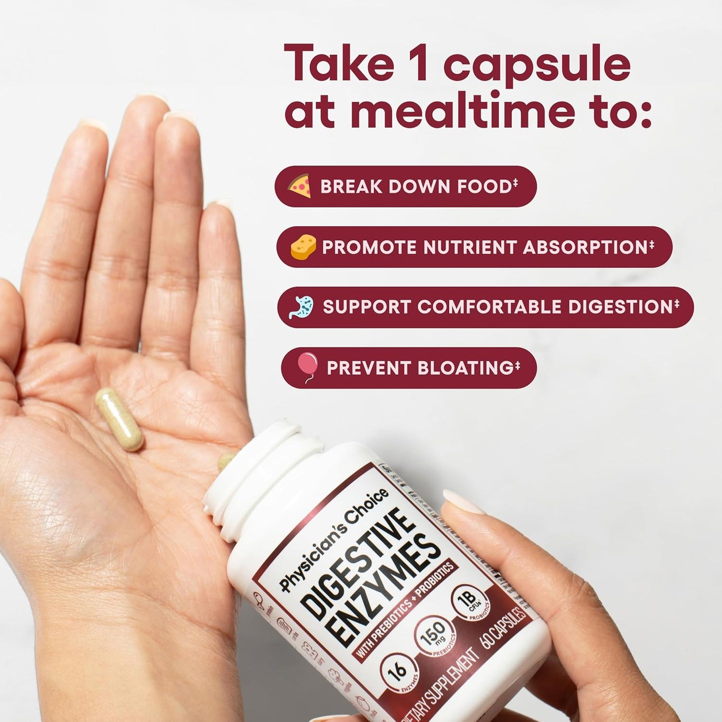 Physician's CHOICE Digestive Enzymes and Probiotic Bundle for Gut Health - 60ct Enzymes + 30ct Probiotics with Multi-Enzyme, Prebiotics, Probiotics, Postbiotics, Lactase, for Daily Digestive Comfort