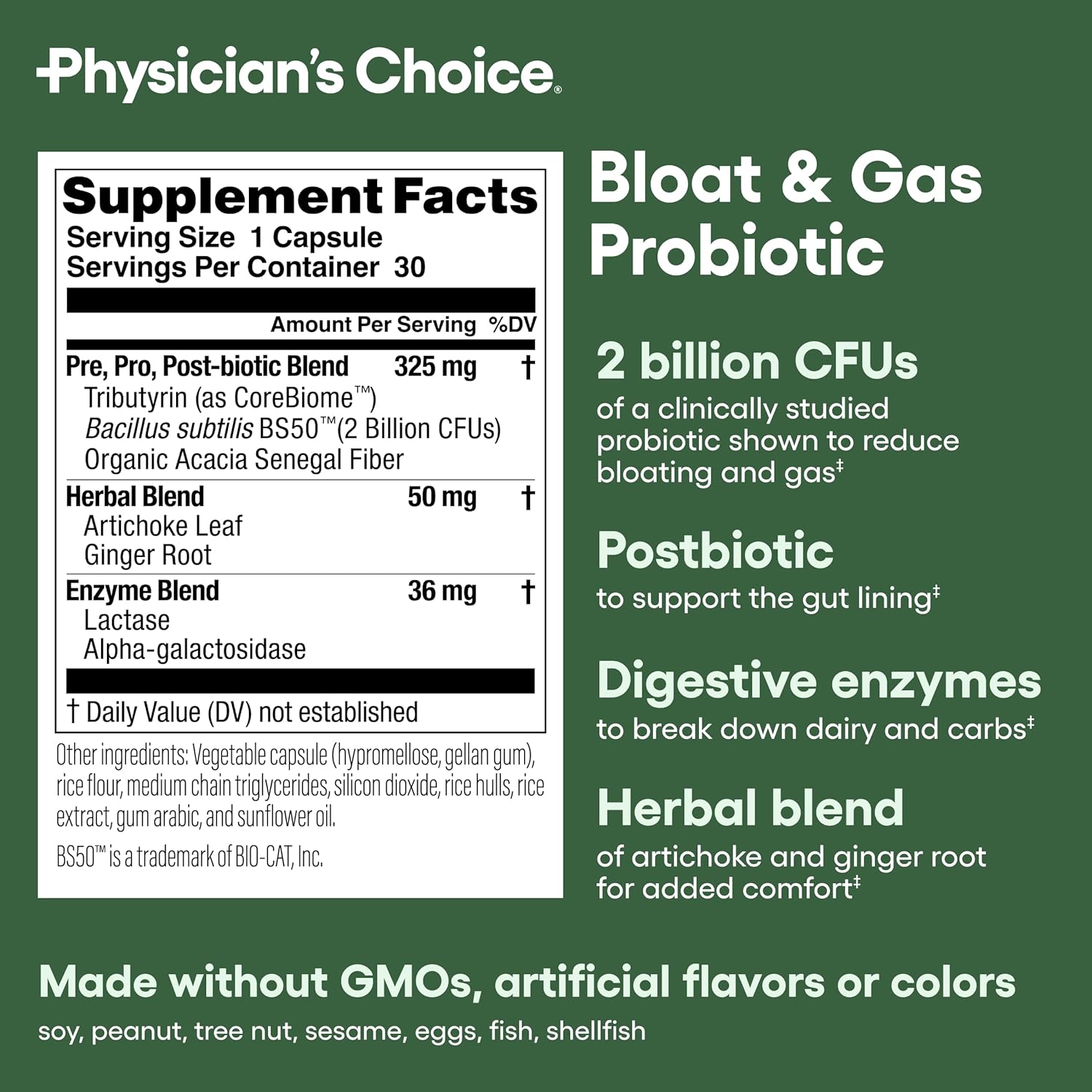 Physician's CHOICE Digestive Enzymes and Probiotic Bundle for Gut Health - 60ct Enzymes + 30ct Probiotics with Multi-Enzyme, Prebiotics, Probiotics, Postbiotics, Lactase, for Daily Digestive Comfort
