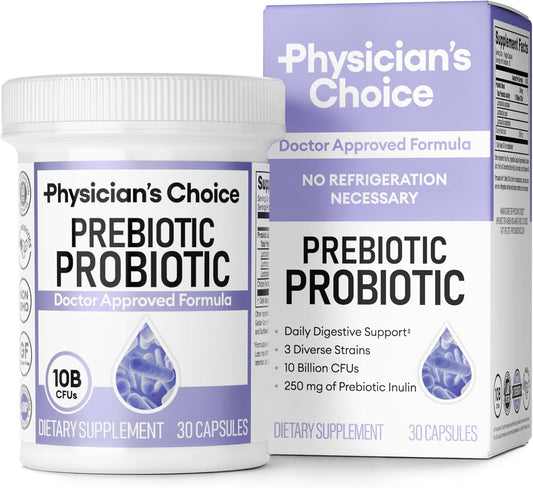 Physician's CHOICE Prebiotic-Probiotic for Digestive Health - Multi-Strain Probiotics & Prebiotics - Supports Gut Microbiome - Powerful Gut Health Supplement for Women & Men