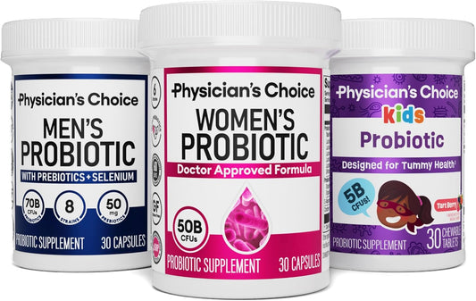 Physician's CHOICE Probiotic Family Bundle - Women's, Kids, and Men's Probiotics (90ct total)