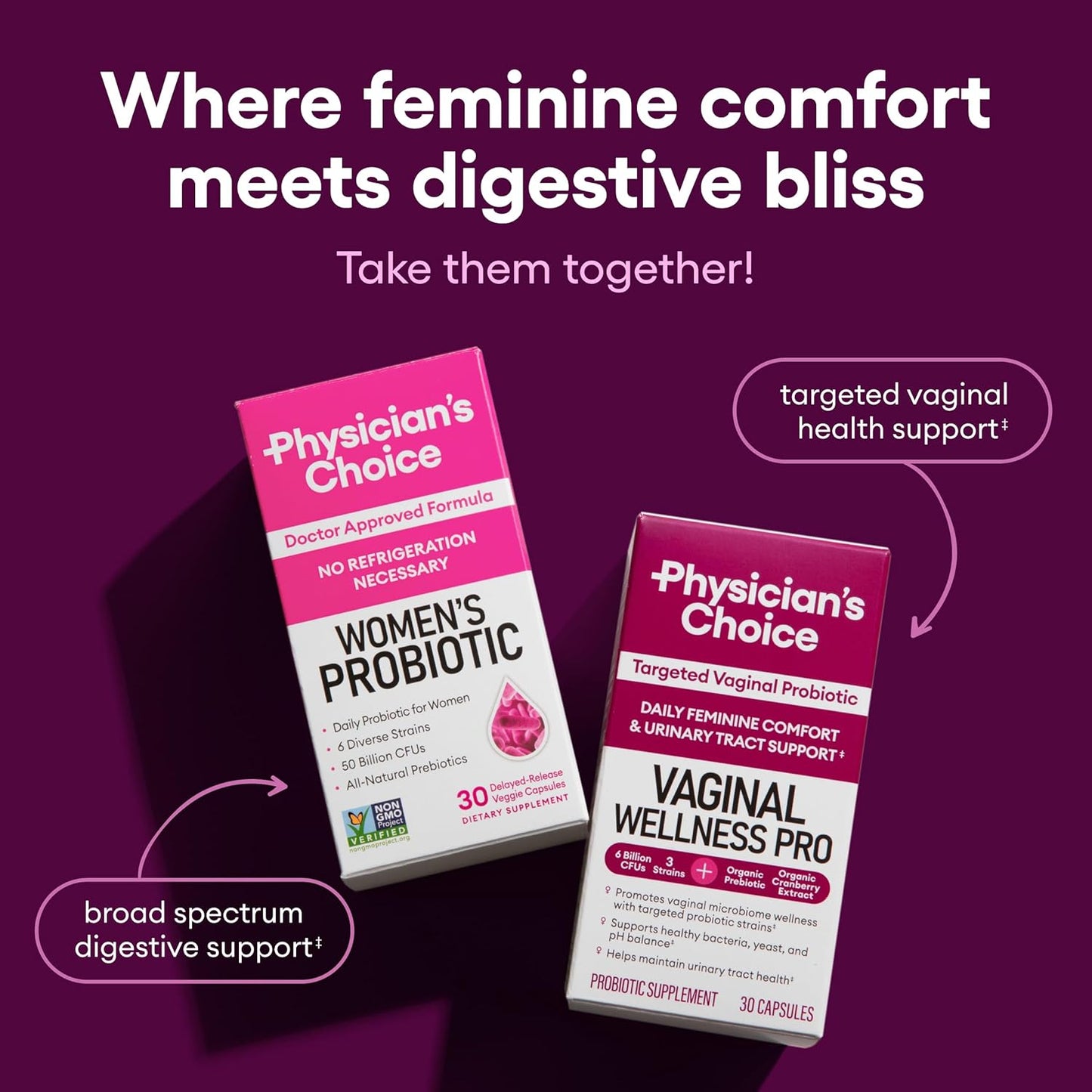 Physician's CHOICE Vaginal Probiotics with Licorice Root for Women - Promotes PH Balance, Odor Control, Yeast Prevention, and Feminine Health - 6 Billion CFU - Organic Prebiotic and Cranberry - 45 Count