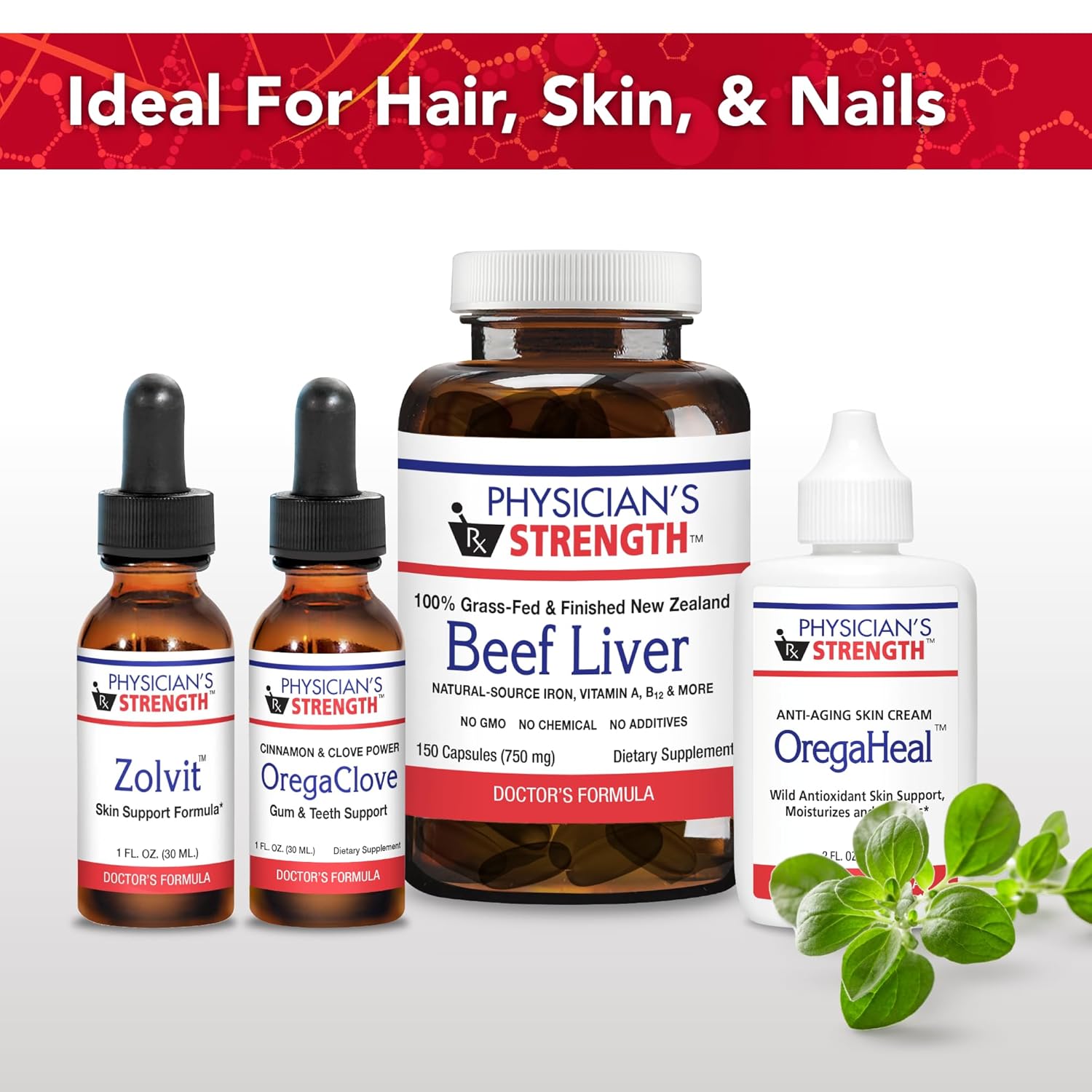 Physician's Strength Nail-EX for Healthy Nails & Skin - Toenail & Fingernail Formula - 1 fl oz, 43 Servings