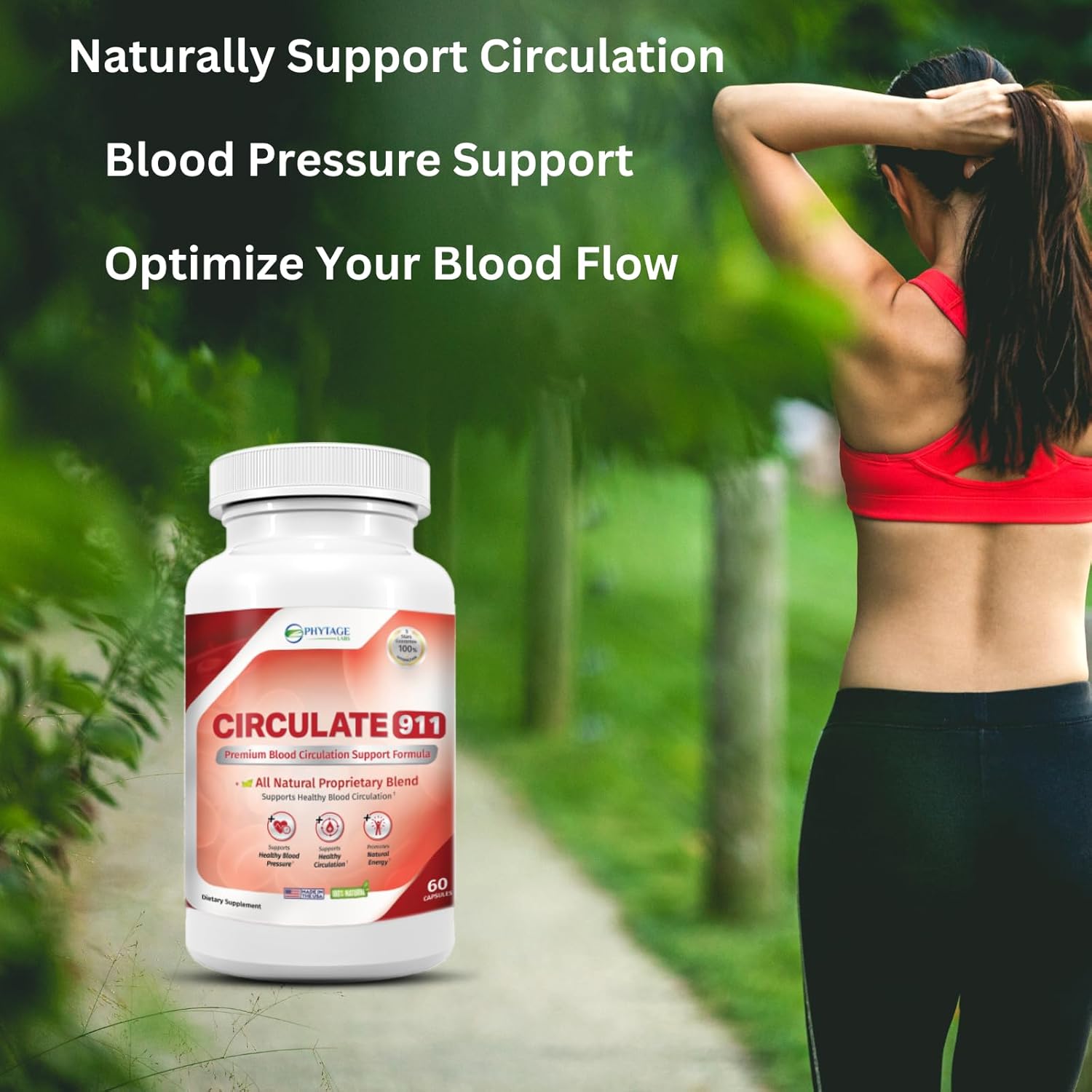 Phytage Labs Circulate 911 Supplement - Natural Antioxidant for Blood Flow & Immune Support - 60 Capsules