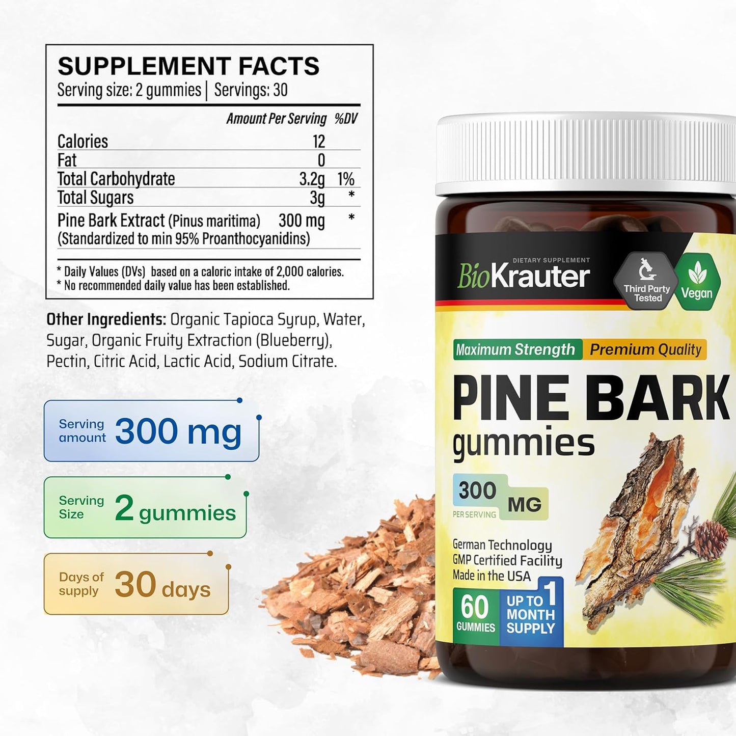Pine Bark Tincture and Gummies Bundle - 2 Fl. Oz. Tincture and 60 Gummies