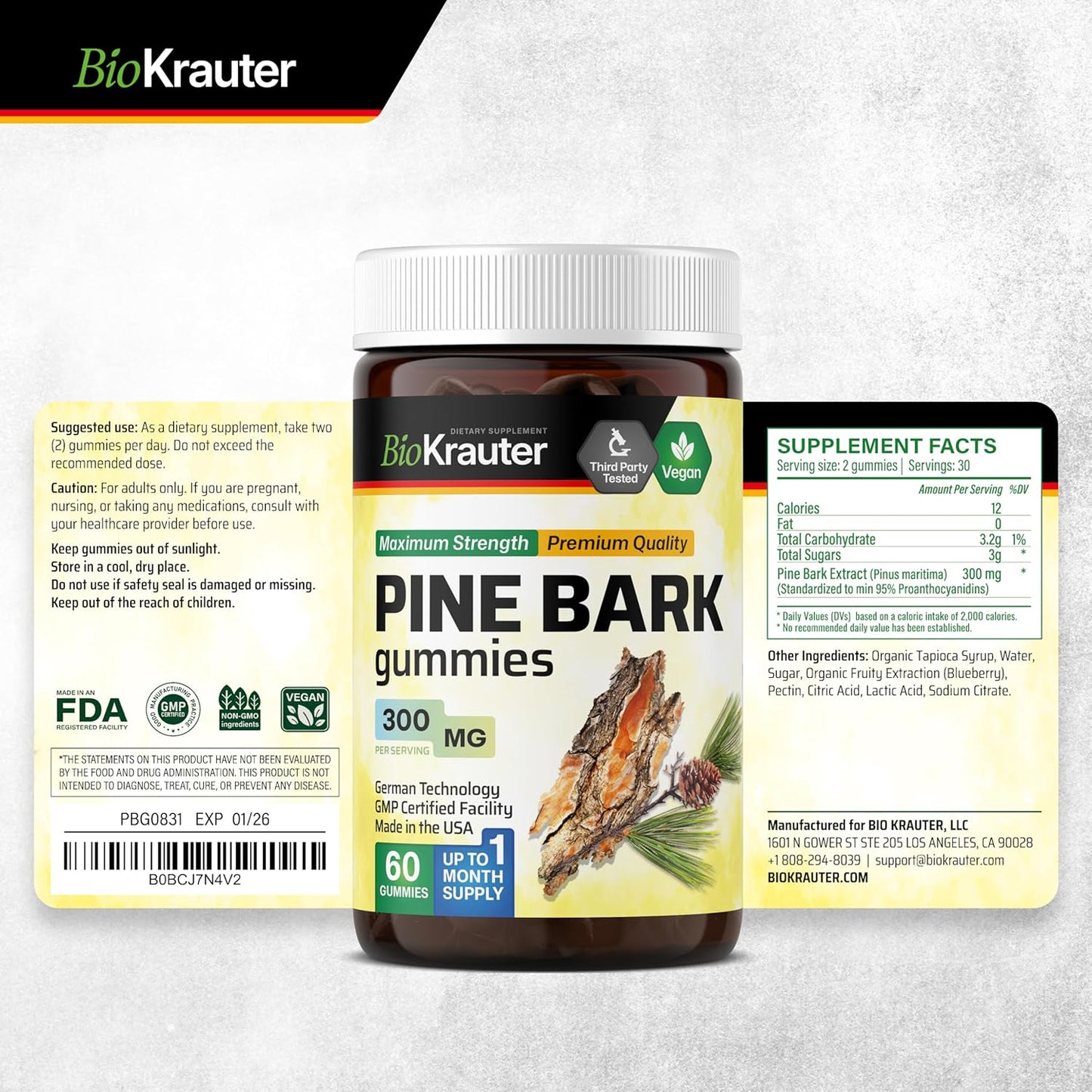 Pine Bark Tincture and Gummies Bundle - 2 Fl. Oz. Tincture and 60 Gummies