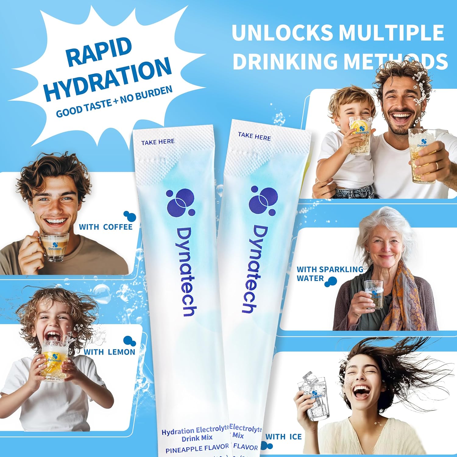 Pineapple Electrolyte Drink Mix with 10 Electrolytes & Vitamins - Non-GMO, Gluten Free, Vegan - 32 Servings