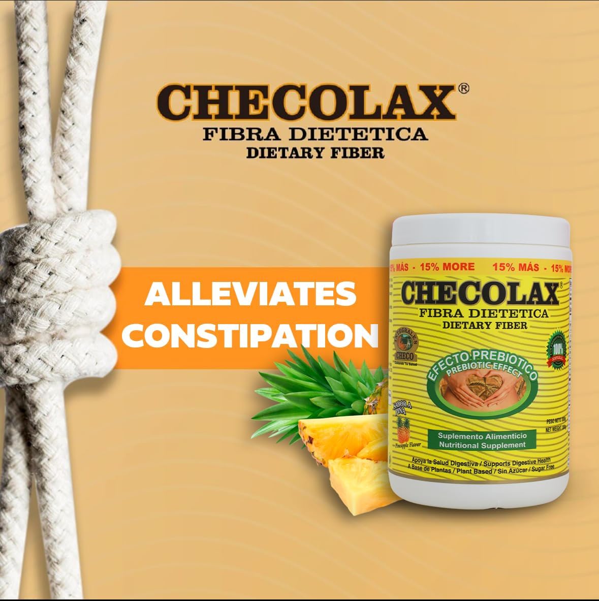PINEAPPLE Flavored CHECOLAX - Natural Constipation Relief, Weight Loss, Detox, Regularity, Bloating Relief, Gut Health - Sugar Free, Non-GMO, Plant-Based (4.5 oz)
