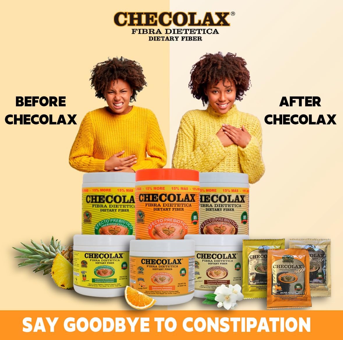 PINEAPPLE Flavored CHECOLAX - Natural Constipation Relief, Weight Loss, Detox, Regularity, Bloating Relief, Gut Health - Sugar Free, Non-GMO, Plant-Based (4.5 oz)