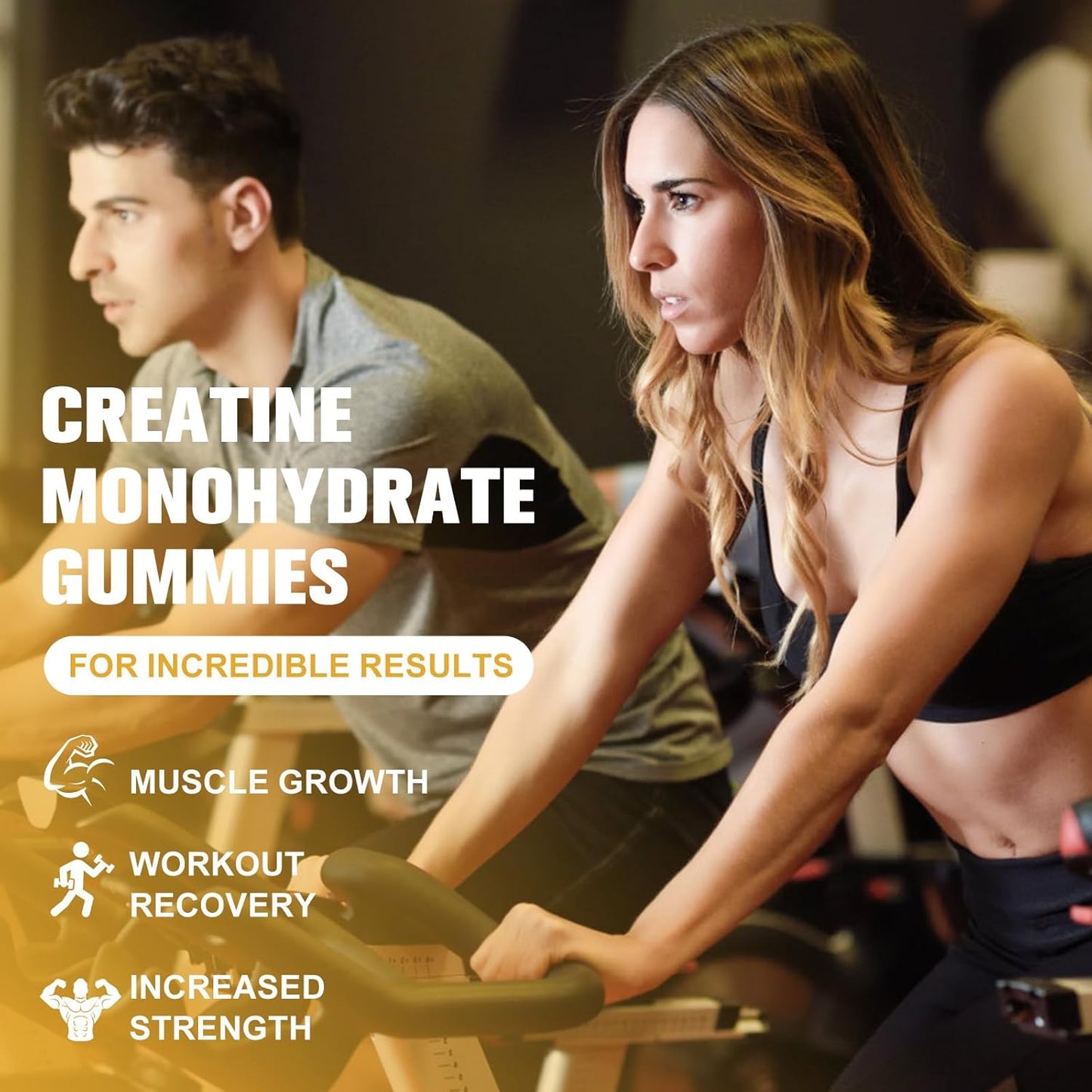 Pineapple Flavored Creatine Gummies for Muscle Strength & Energy Boost - Men & Women Pre-Workout Supplement