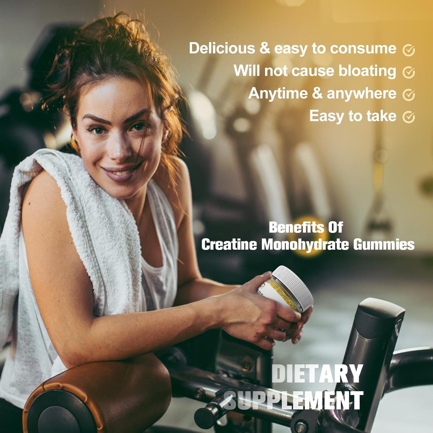 Pineapple Flavored Creatine Gummies for Muscle Strength & Energy Boost - Men & Women Pre-Workout Supplement